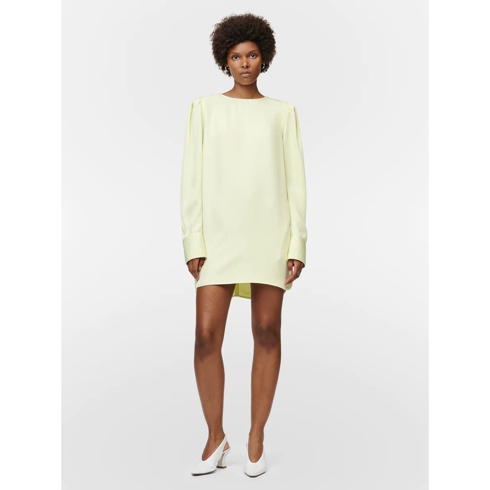 Maria McManus Size 4 Gathered Shoulder Mini Dress Lemon Ice Long Sleeve NWT $990